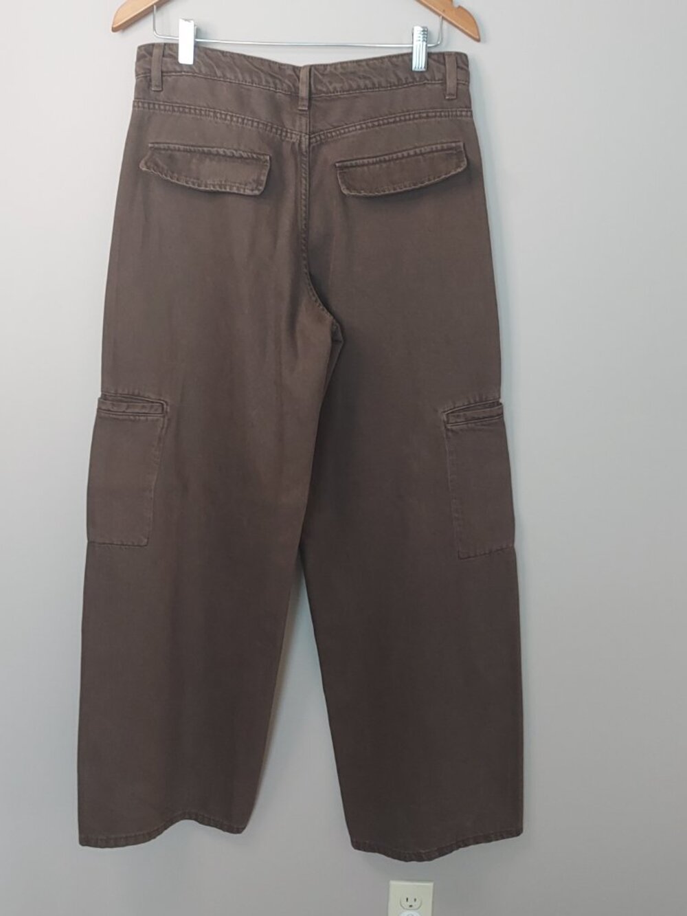 Zara Mid-Rise Brown Cargo Denim Pants Size 8 - Picture 9 of 13